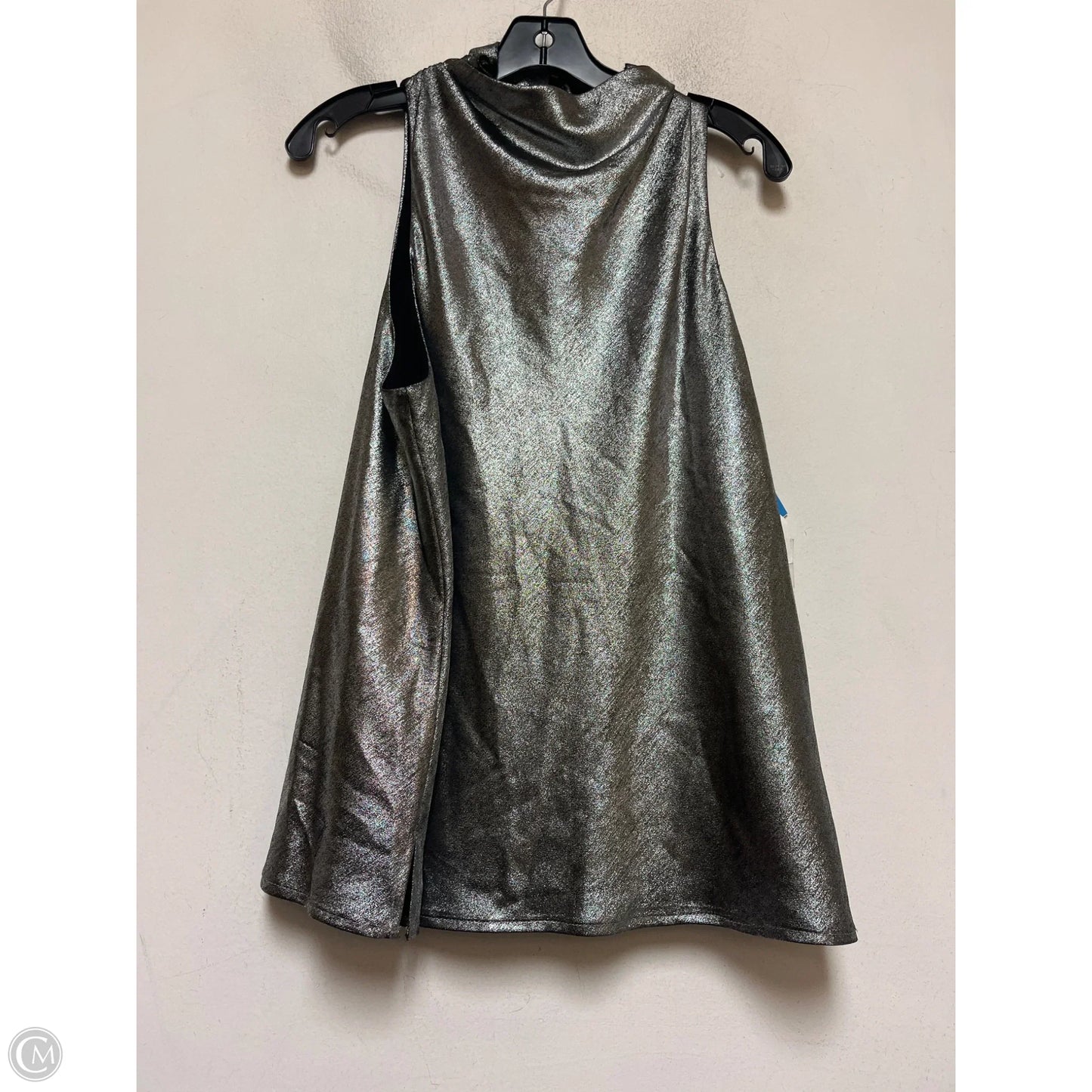 Top Sleeveless By Donna Karan In Silver, Size: L