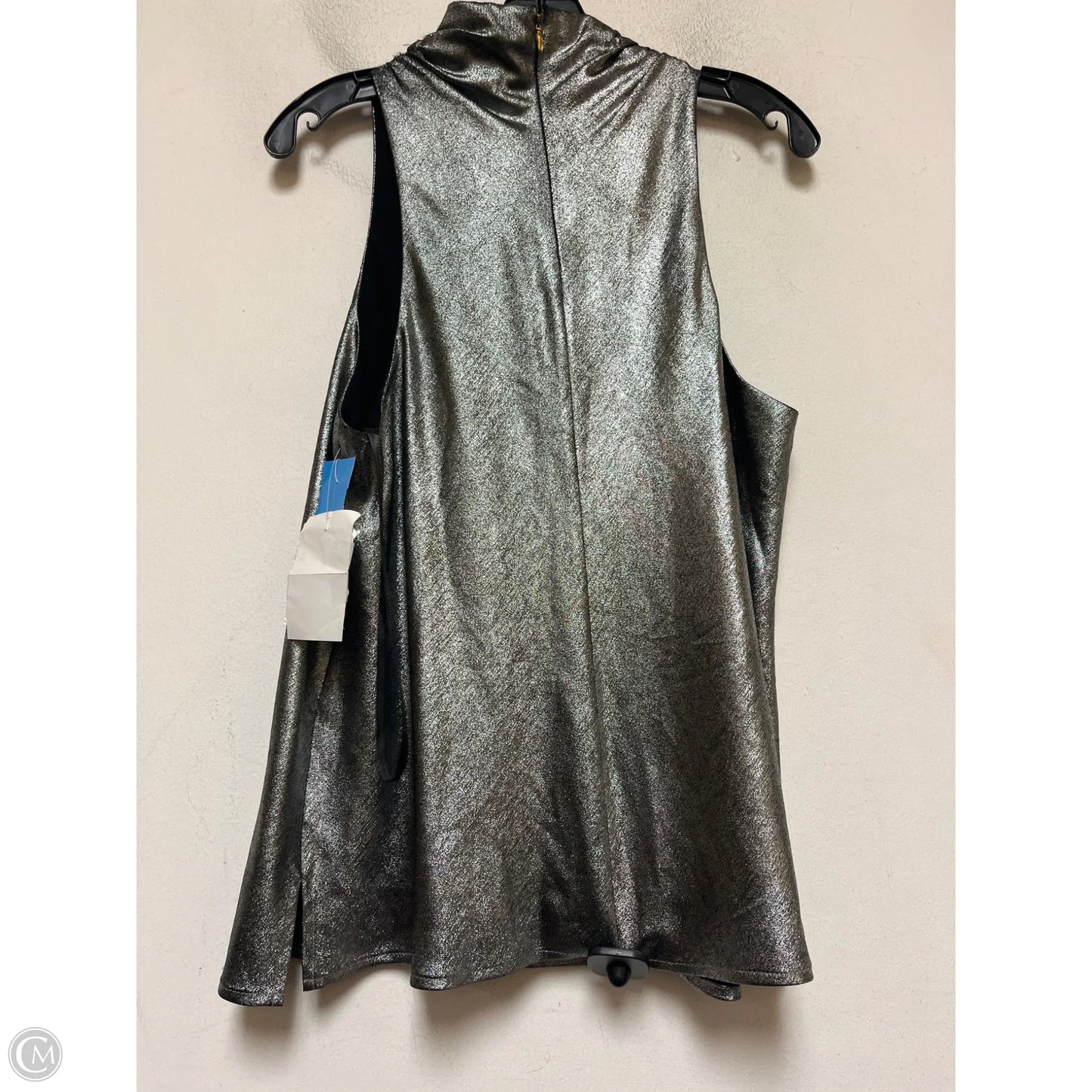 Top Sleeveless By Donna Karan In Silver, Size: L