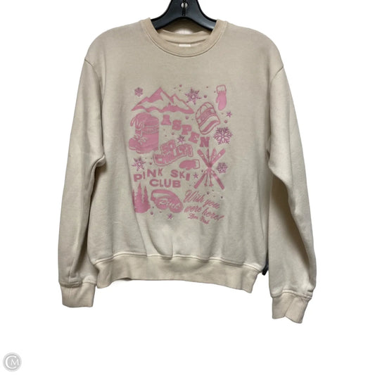 Sweatshirt Crewneck By Pink In Cream & Pink, Size: Xs