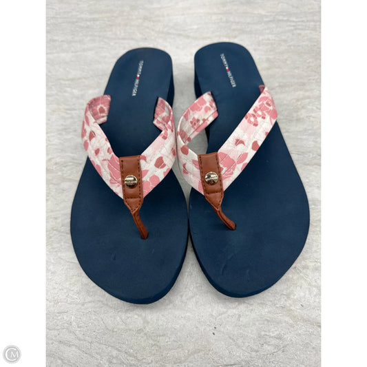 Sandals Flip Flops By Tommy Hilfiger In Blue & Pink, Size: 9.5
