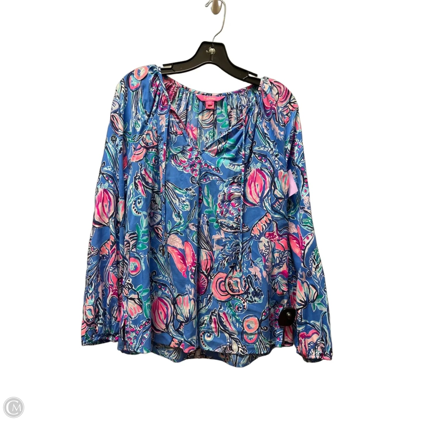 Top Long Sleeve Designer By Lilly Pulitzer In Blue & Pink, Size: S