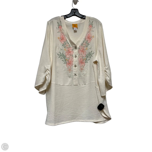 Top Short Sleeve By Ruby Rd In Cream & Pink, Size: 2x