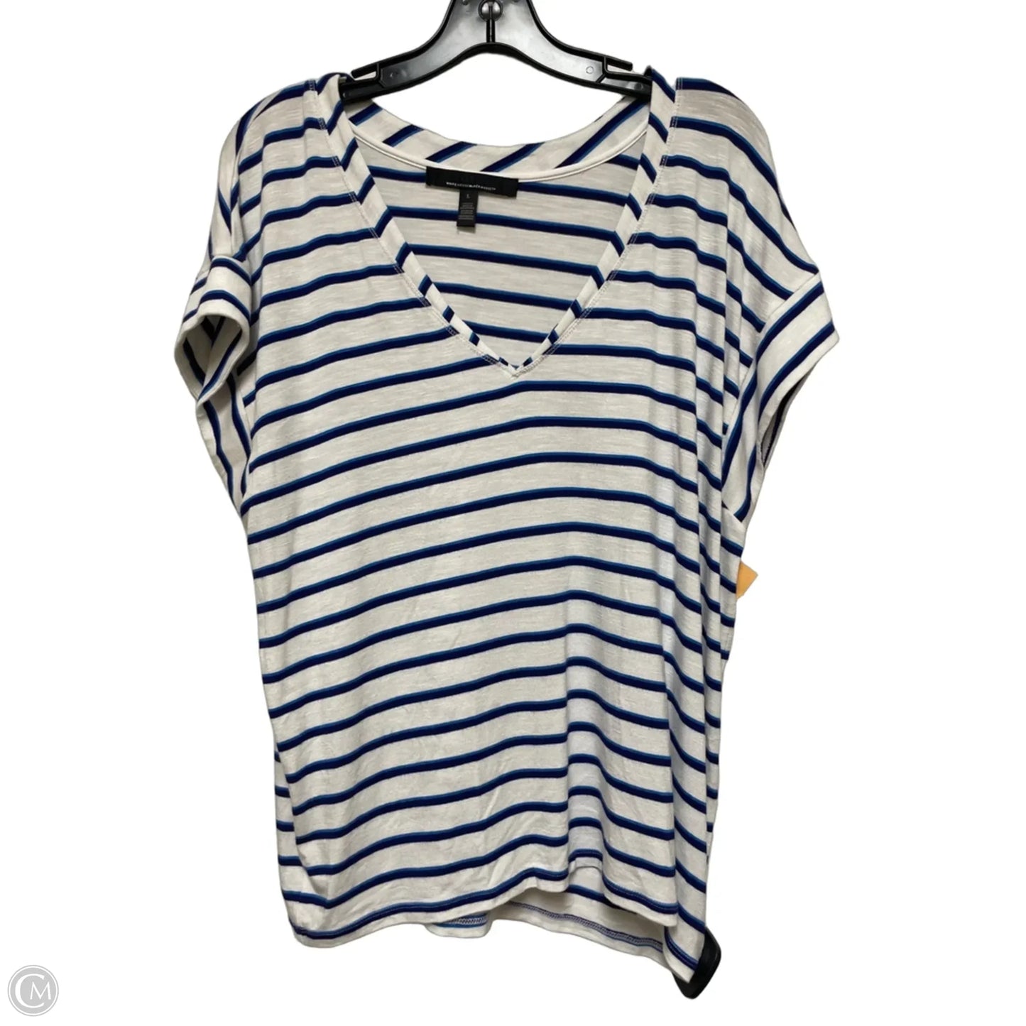 Top Short Sleeve By White House Black Market In Striped Pattern, Size: L