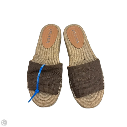 Sandals Luxury Designer By Prada In Brown, Size: 7