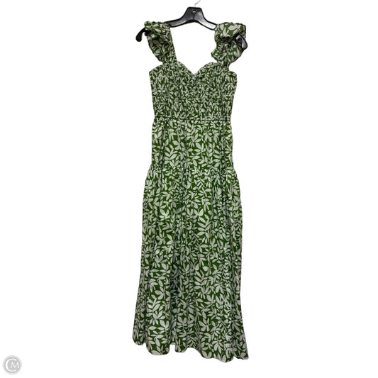 Dress Casual Midi By Abercrombie And Fitch In Green & White, Size: L