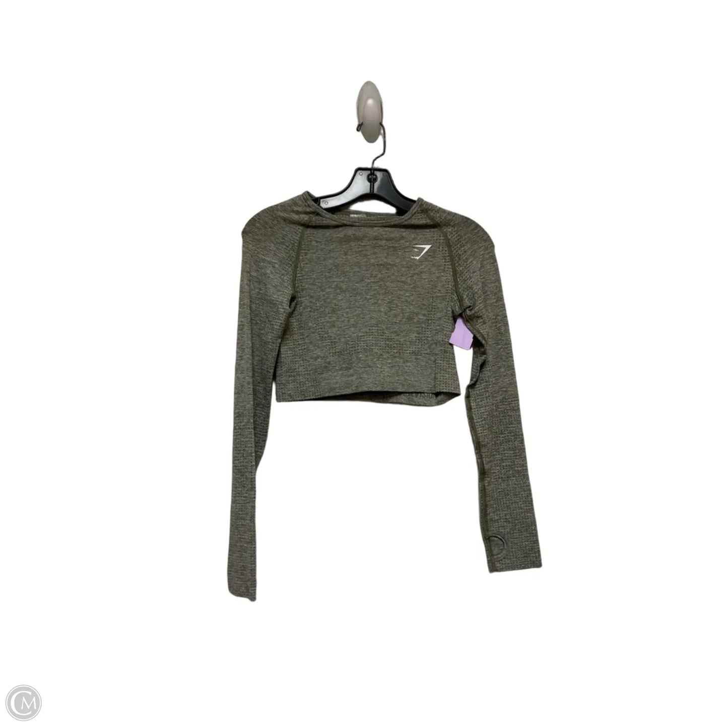 Athletic Top Long Sleeve Crewneck By Gym Shark In Green, Size: S