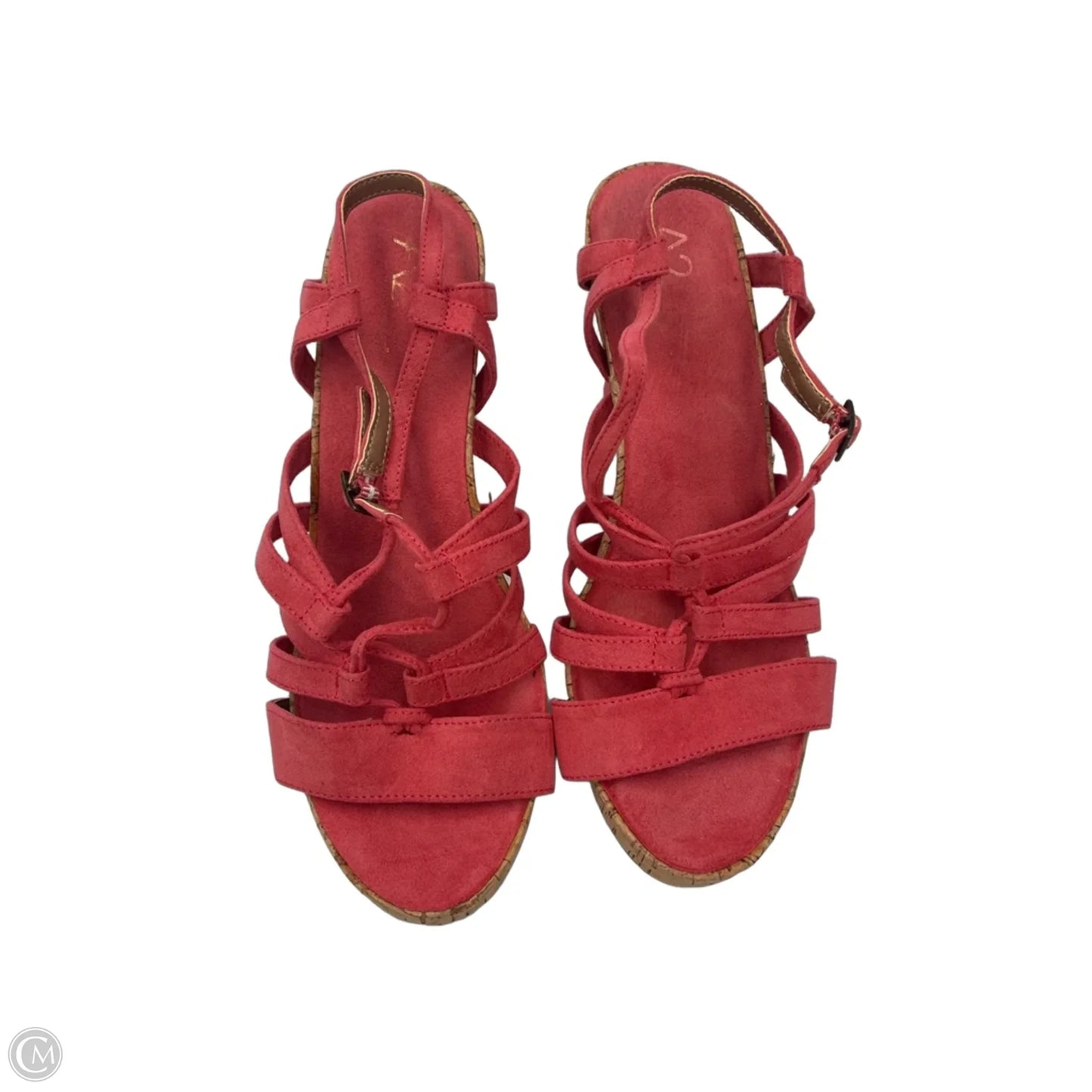 Sandals Heels Wedge By Clothes Mentor In Coral, Size: 7