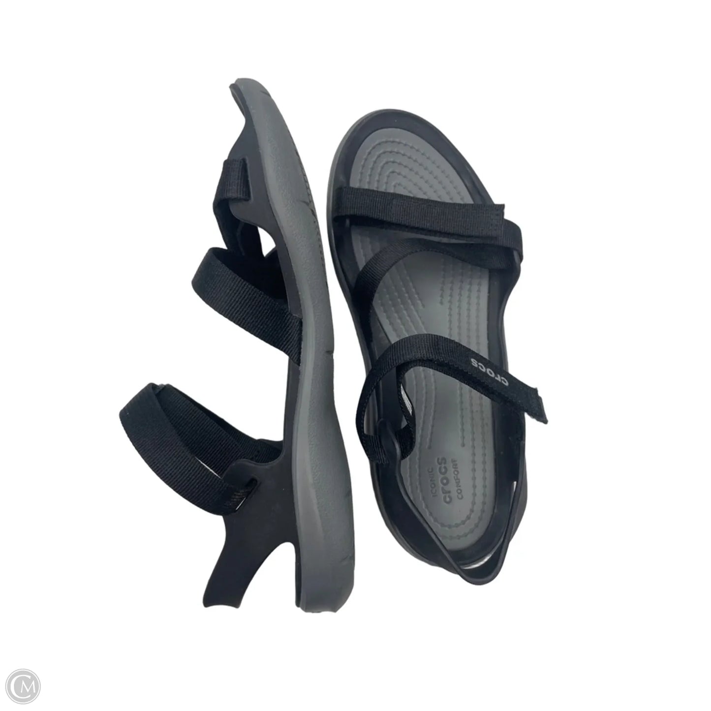 Sandals Flats By Crocs In Black, Size: 7