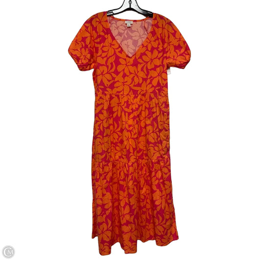 Dress Casual Midi By J. Crew In Orange & Pink, Size: S