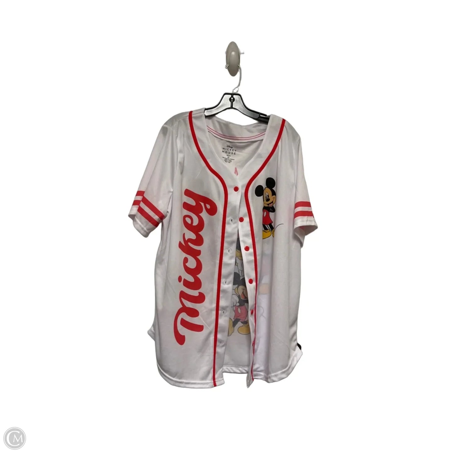 Top Short Sleeve By Disney In Red & White, Size: 2x