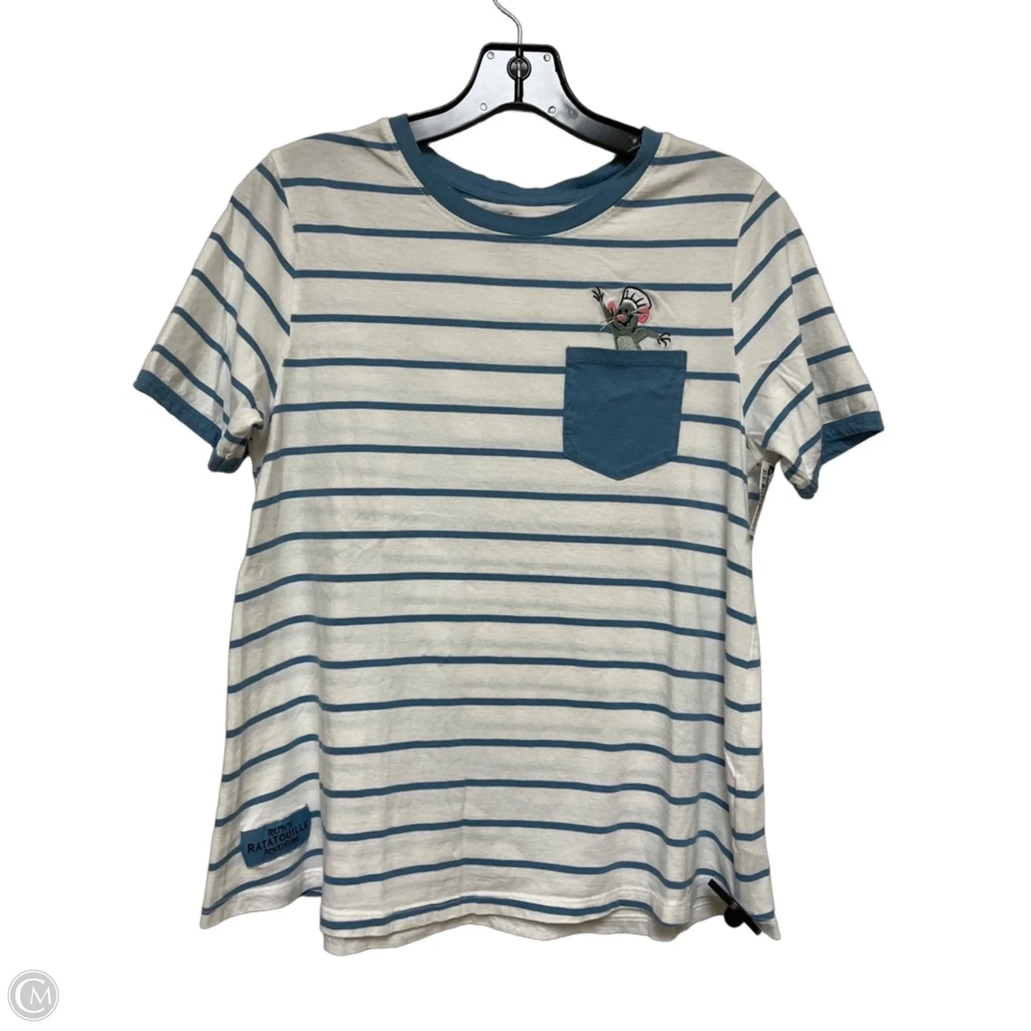 Top Short Sleeve Basic By Disney Store In Striped Pattern, Size: M