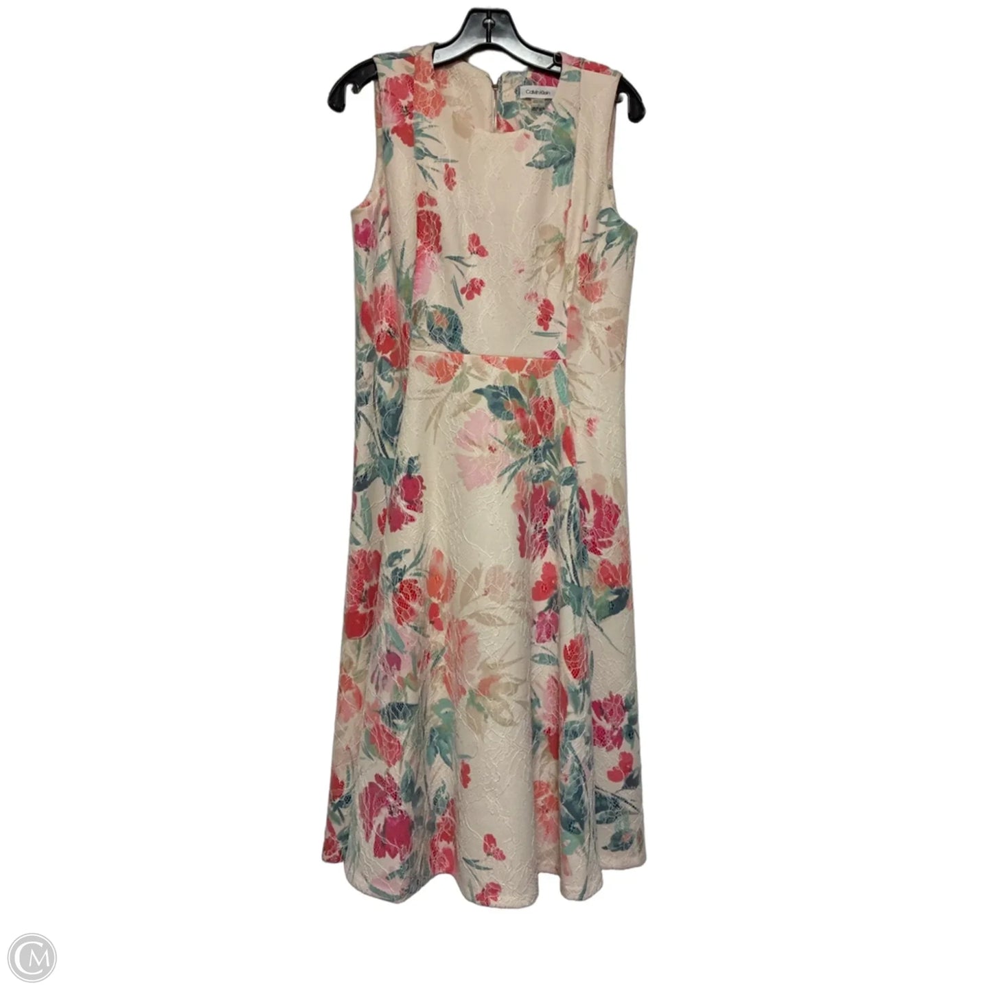 Dress Casual Midi By Calvin Klein In Floral Print, Size: M