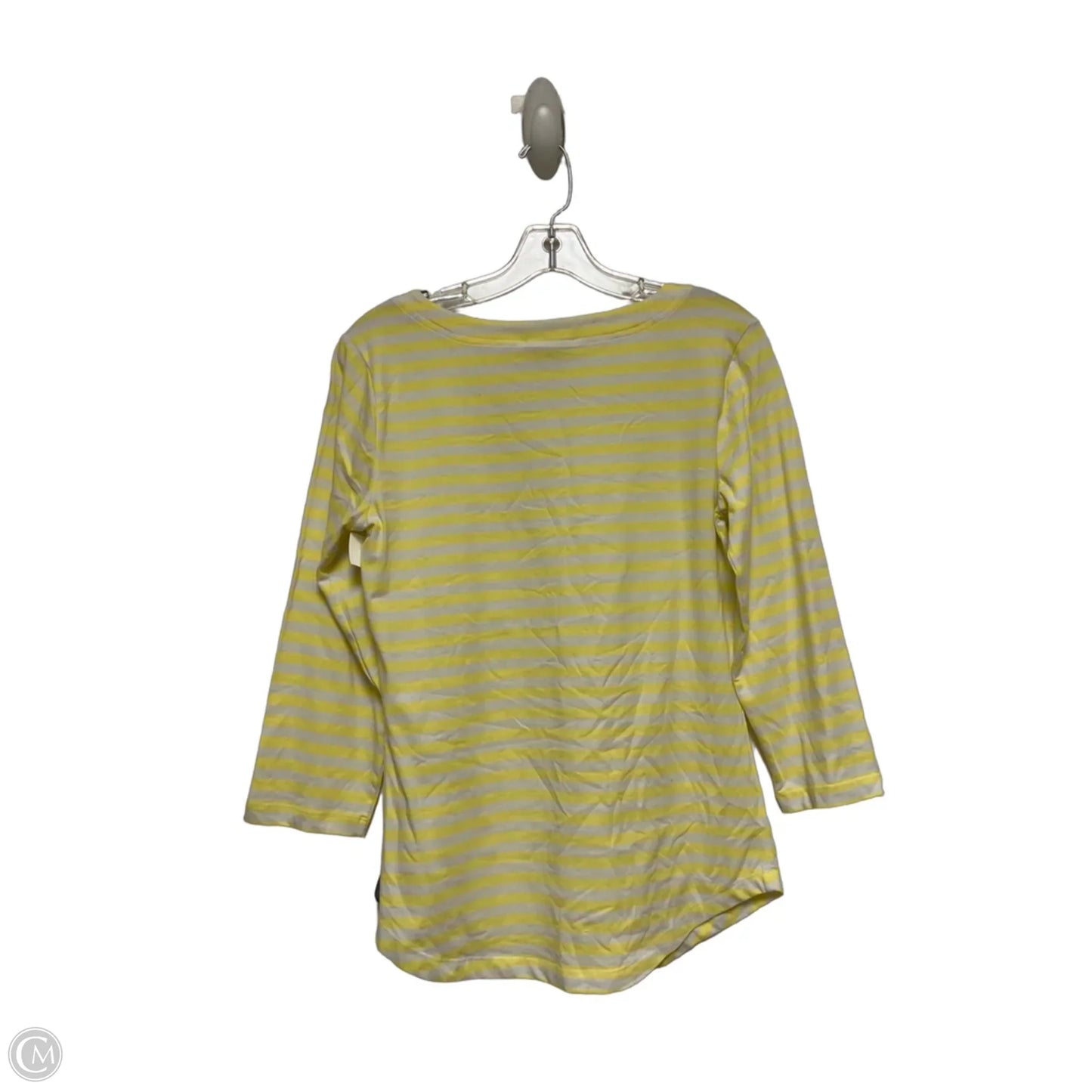 Top Long Sleeve Basic By Chelsea And Theodore In White & Yellow, Size: S