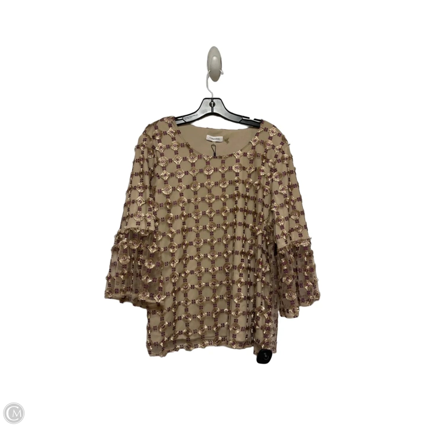 Top Sleeveless By Calvin Klein In Purple & Tan, Size: L