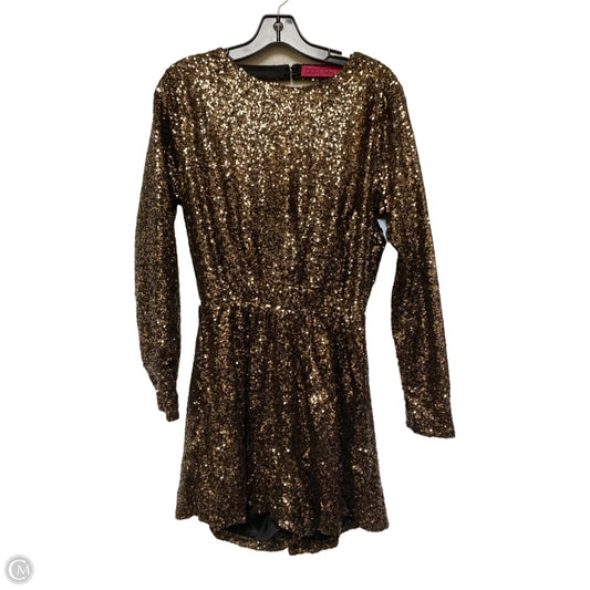 Romper By Boohoo Boutique In Black & Gold, Size: 8