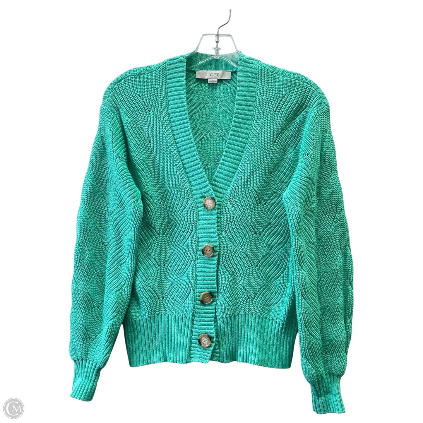 Sweater Cardigan By Loft In Green, Size: Xs