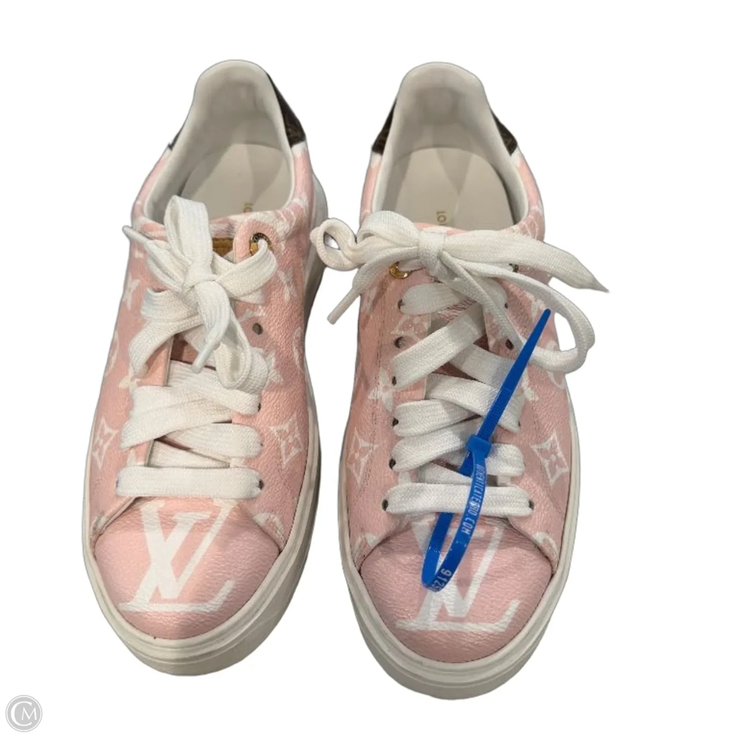 Shoes Luxury Designer By Louis Vuitton In Pink & White, Size: 6.5