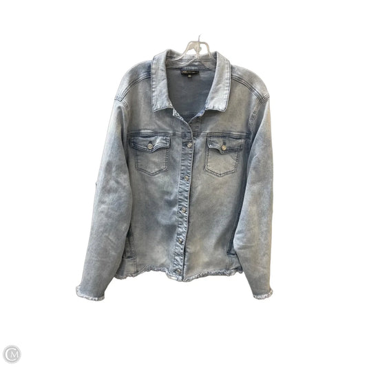 Jacket Shirt By Diane Gilman In Blue Denim, Size: 3x