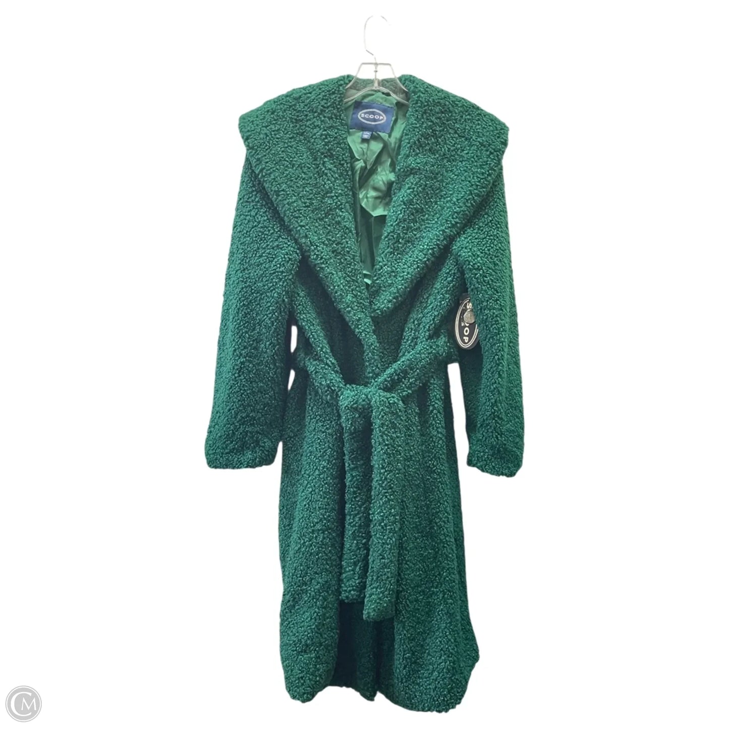 Coat Faux Fur & Sherpa By Scoop In Green, Size: L