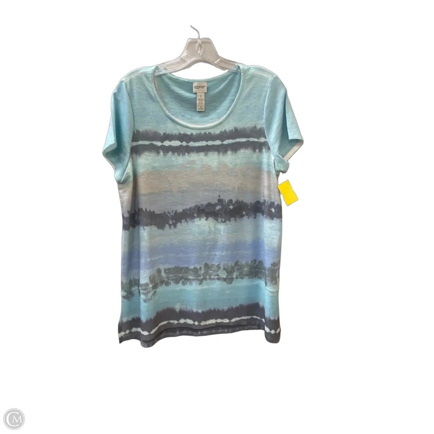 Top Short Sleeve Basic By Zenergy By Chicos In Aqua, Size: M