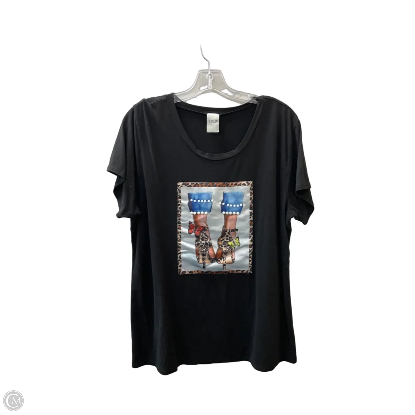 Top Short Sleeve By Callie In Black, Size: Xl