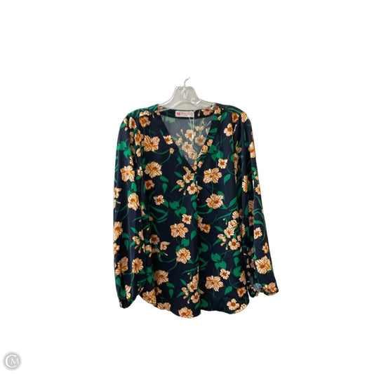 Blouse Long Sleeve By Cmc In Blue & Green, Size: M