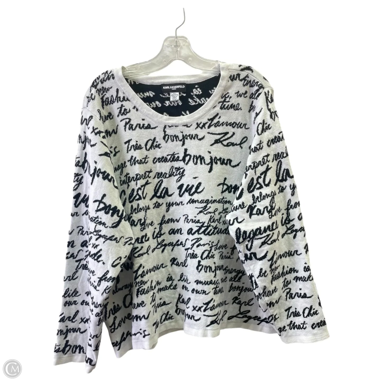 Sweater Designer By Karl Lagerfeld In Black & White, Size: 2x