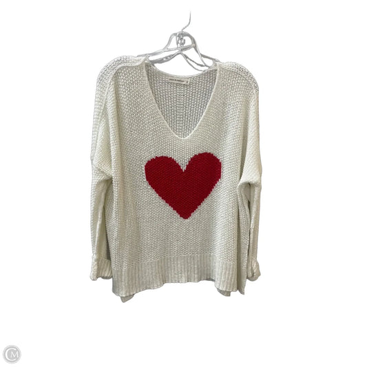 Sweater By Moon And Madison In Cream & Red, Size: S