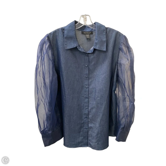 Top Long Sleeve By Ashley Stewart In Blue Denim, Size: 1x
