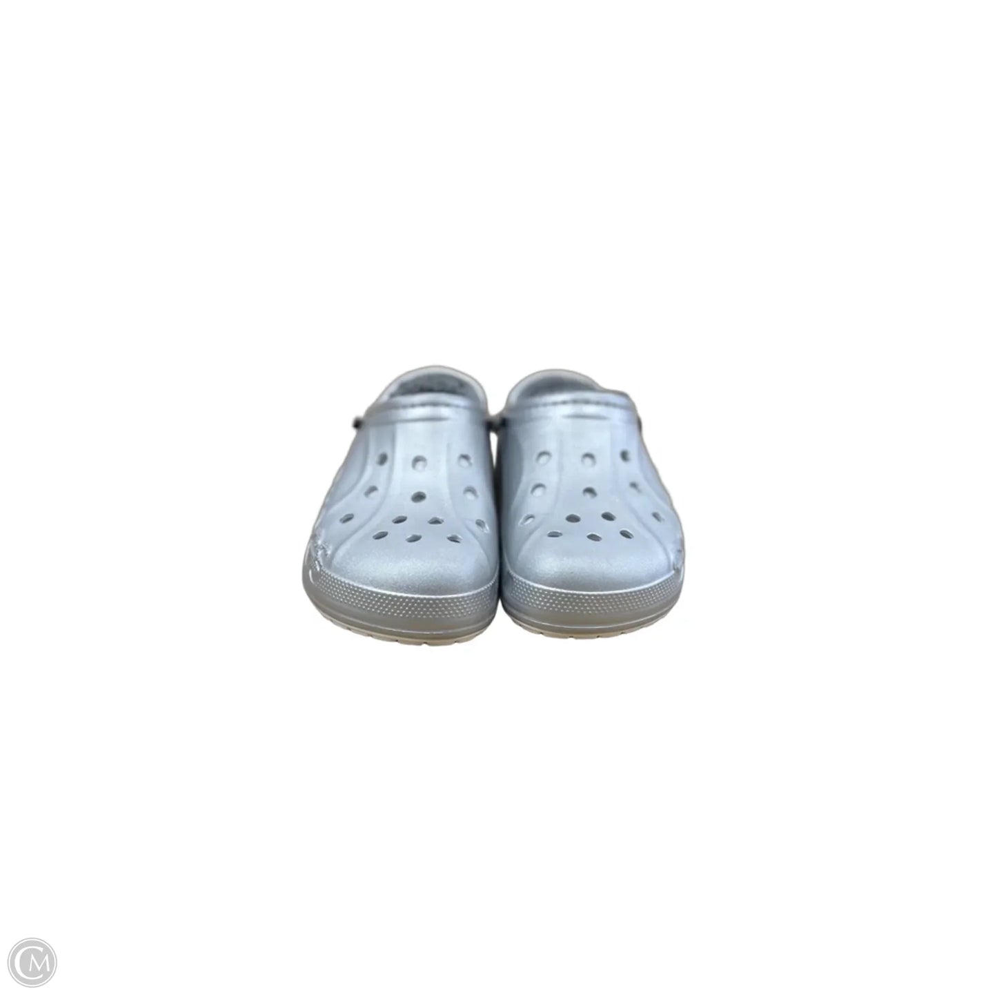 Shoes Flats By Crocs In Silver, Size: 8