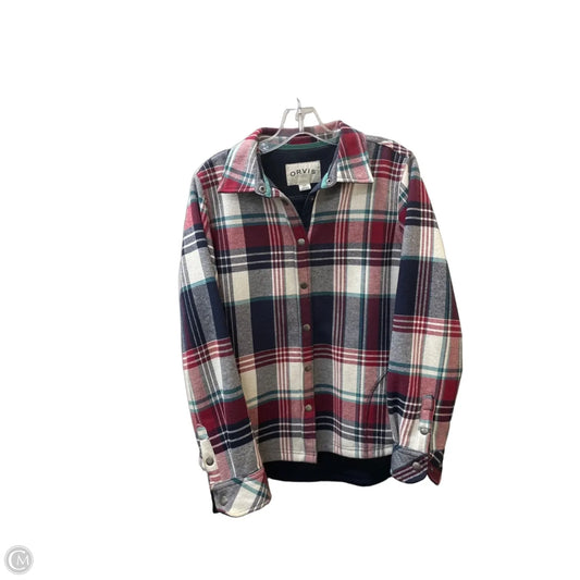 Top Long Sleeve By Orvis In Plaid Pattern, Size: M