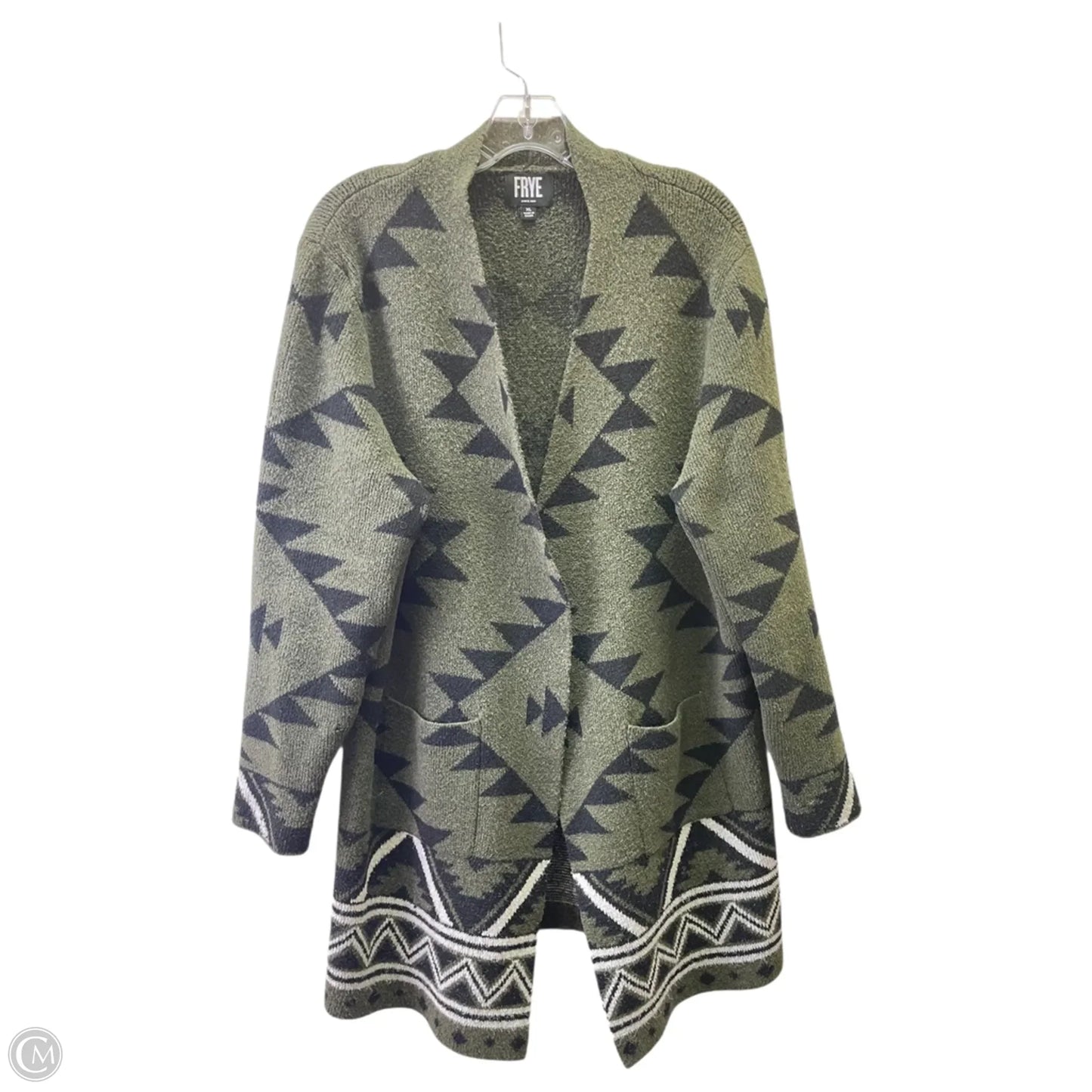 Cardigan Designer By Frye In Black & Green, Size: Xl