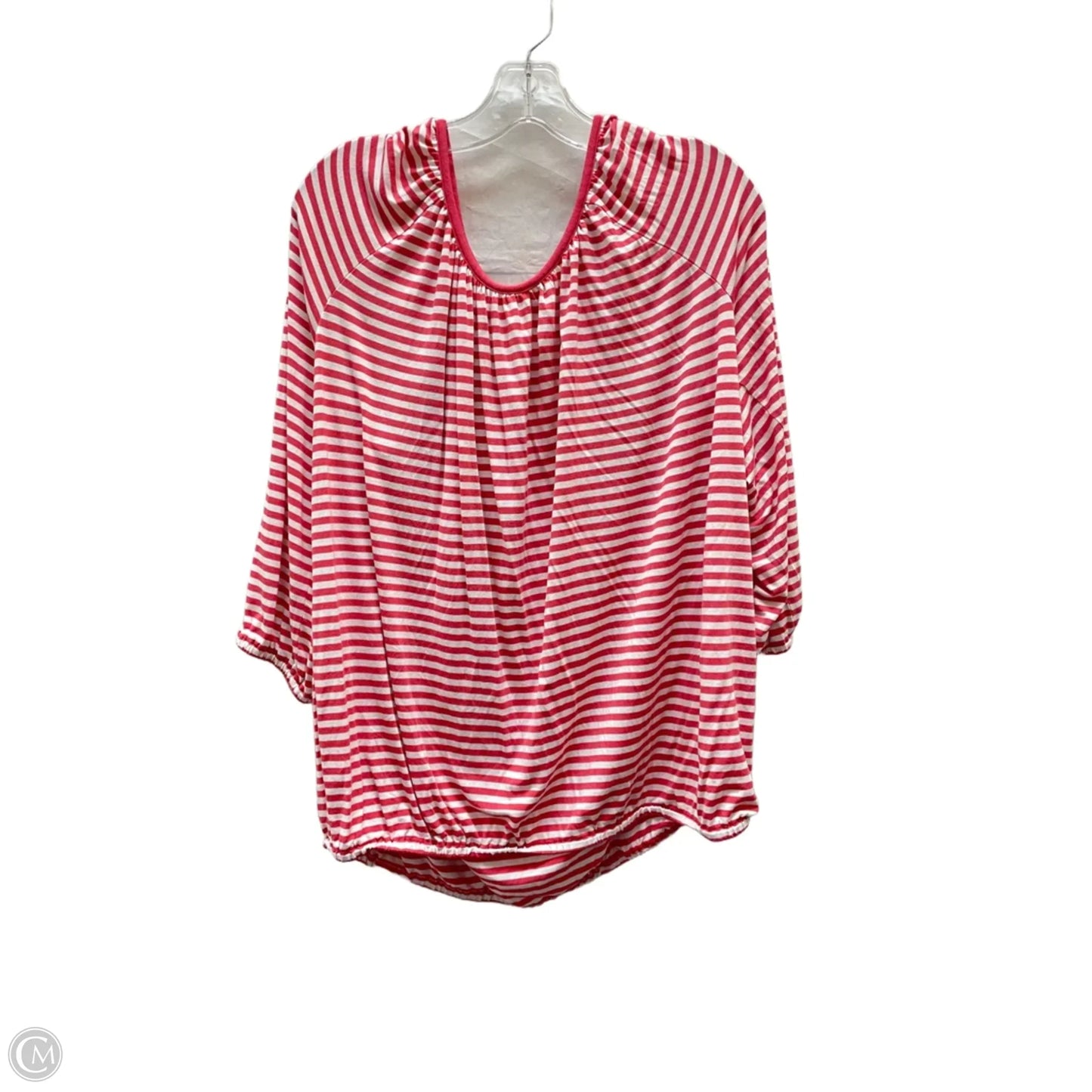 Top 3/4 Sleeve By Michael By Michael Kors In Pink & White, Size: Xl