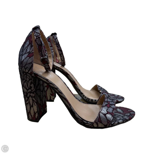 Sandals Heels Block By Merona In Red & Silver, Size: 9