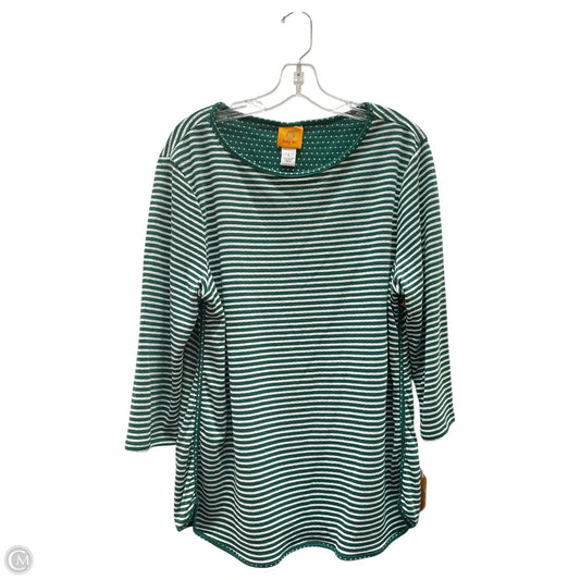 Top Long Sleeve By Ruby Rd In Green & White, Size: L