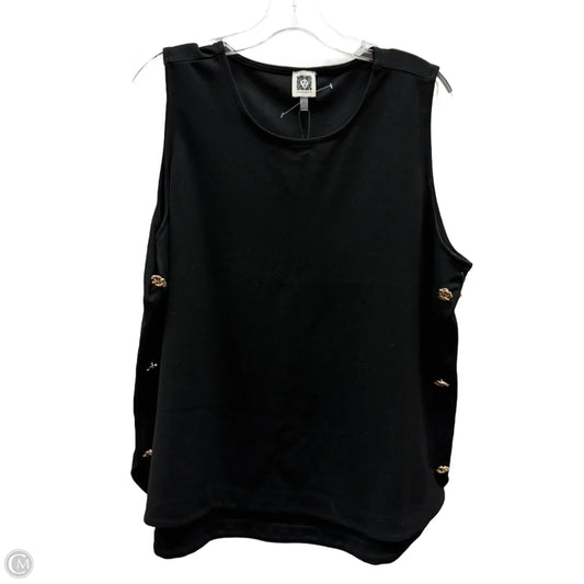 Top Sleeveless Basic By Anne Klein In Black & Gold, Size: Xl