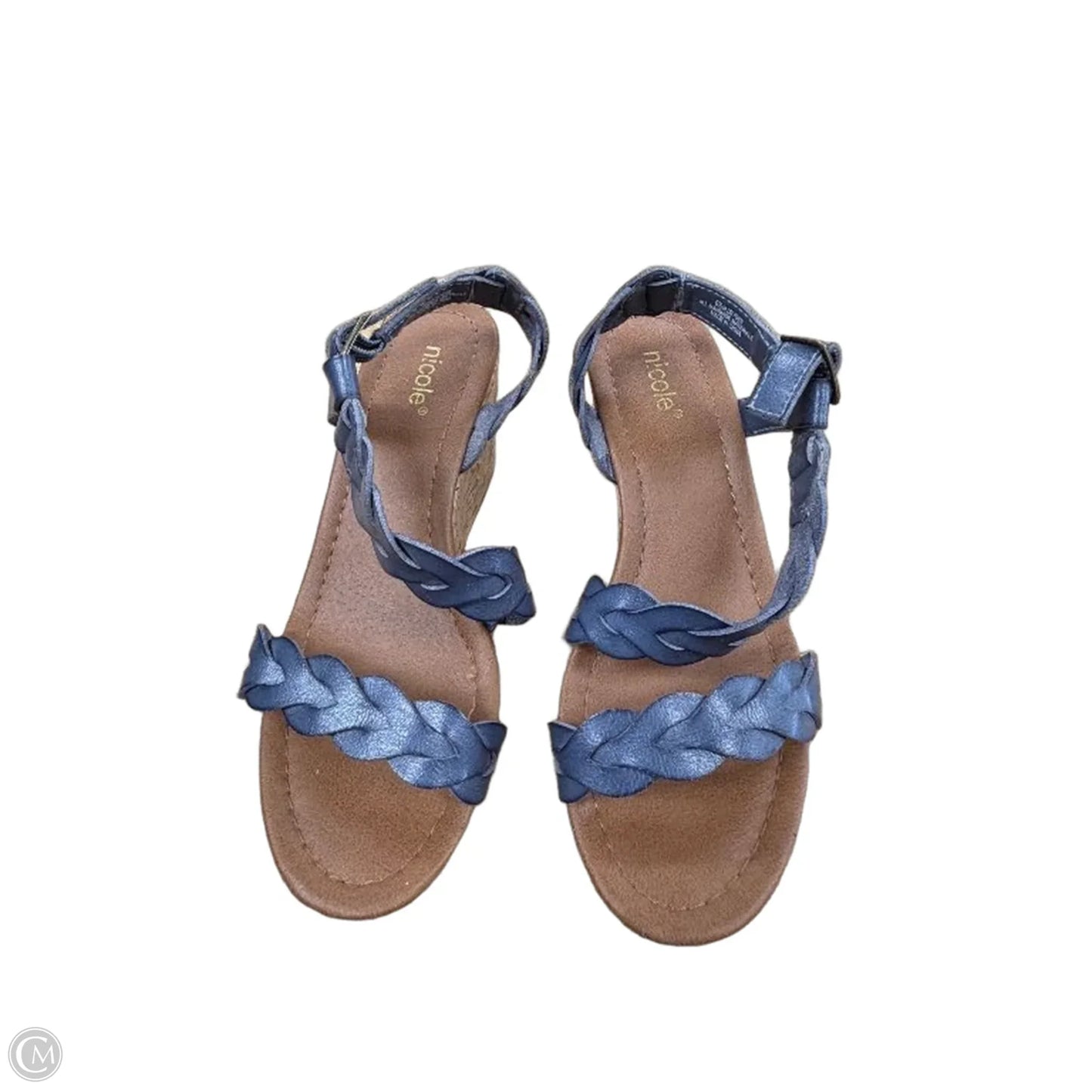 Sandals Heels Wedge By Nicole In Blue, Size: 6.5