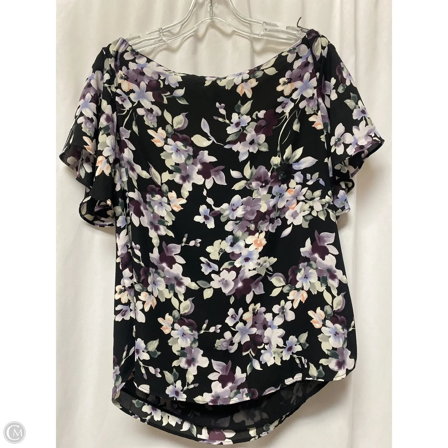 Top Short Sleeve By White House Black Market In Black & Purple, Size: M