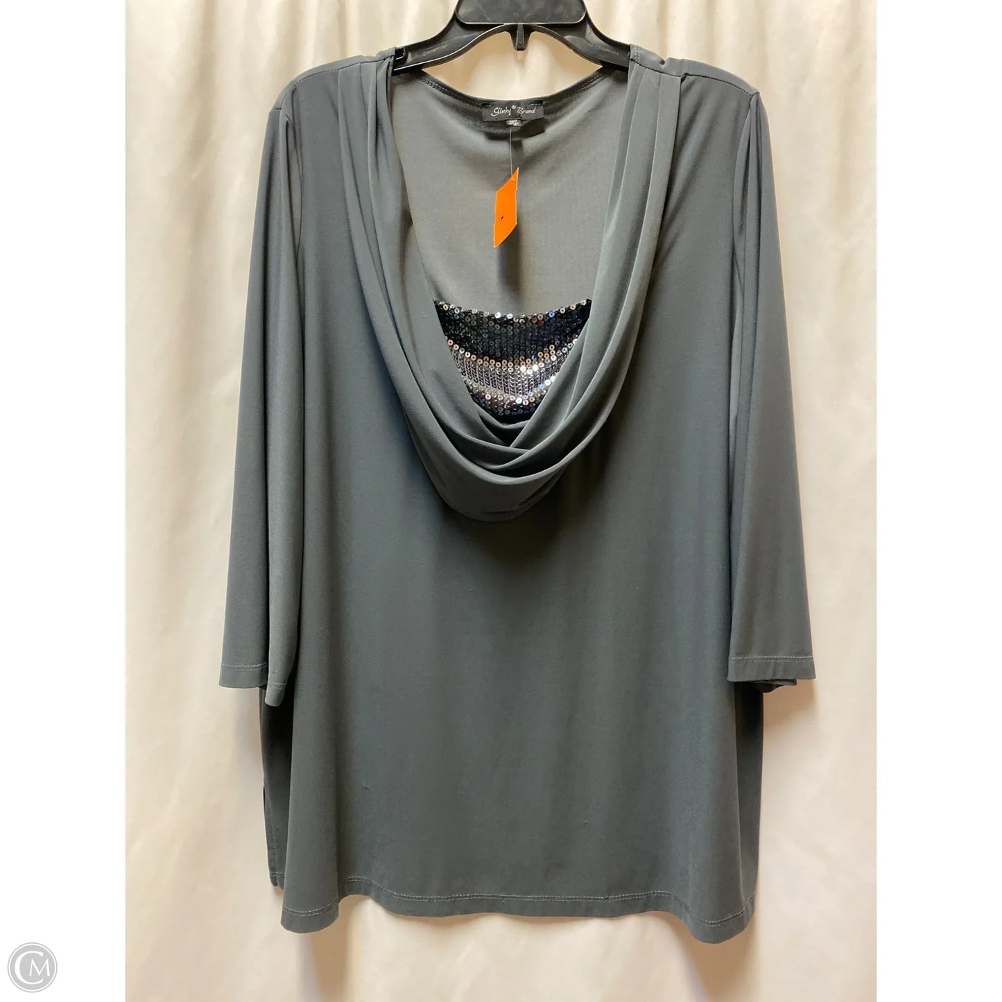 Top Long Sleeve By Slinky Brand In Grey, Size: 1x