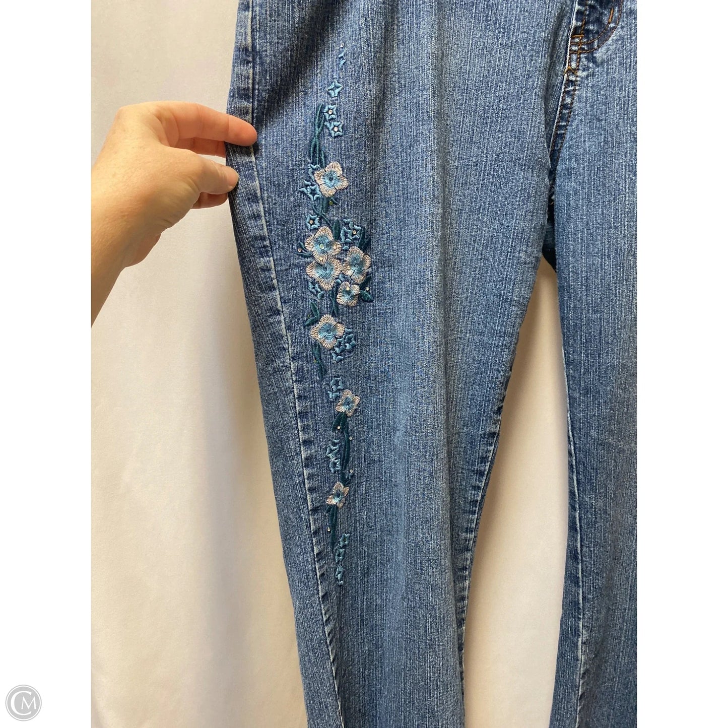 Jeans Straight By Adolfo In Blue Denim, Size: 14