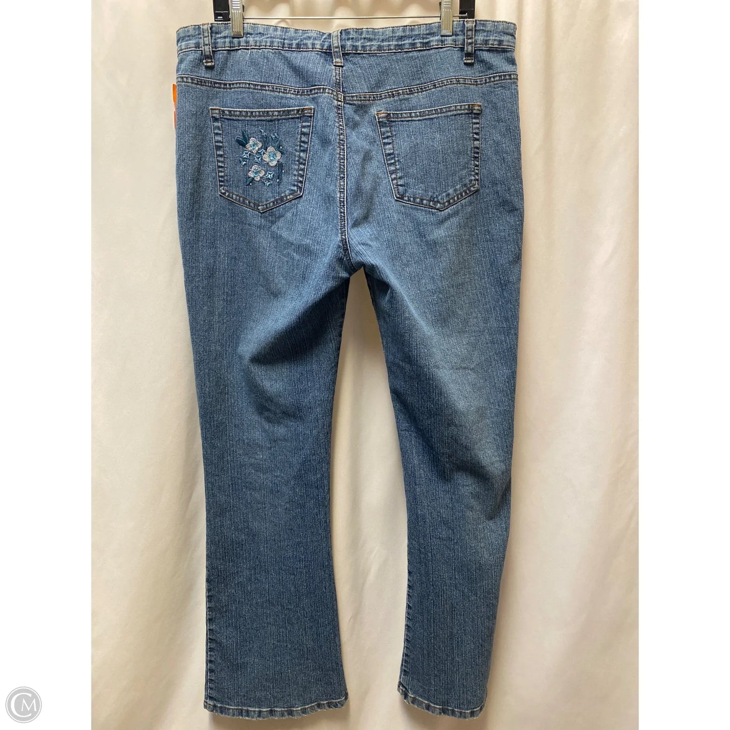 Jeans Straight By Adolfo In Blue Denim, Size: 14