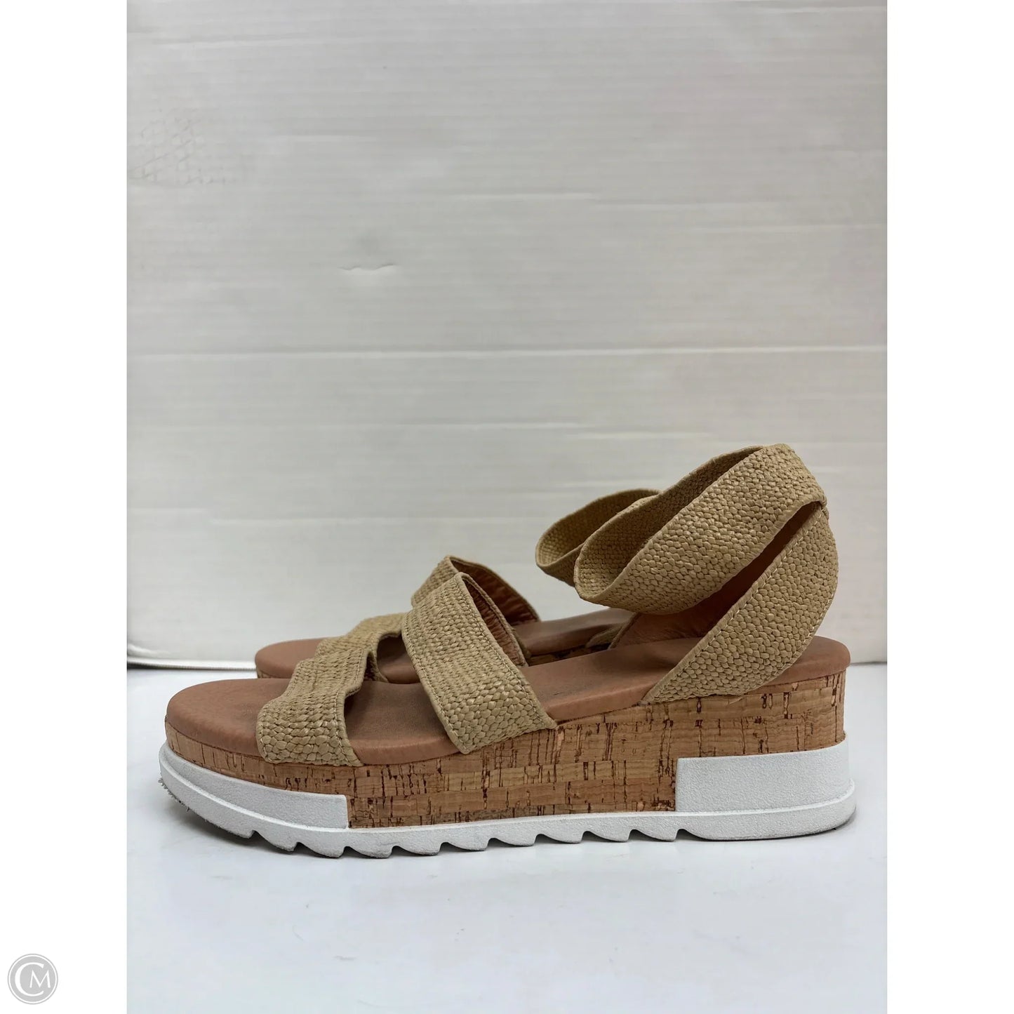 Sandals Heels Block By Top Moda In Tan, Size: 10