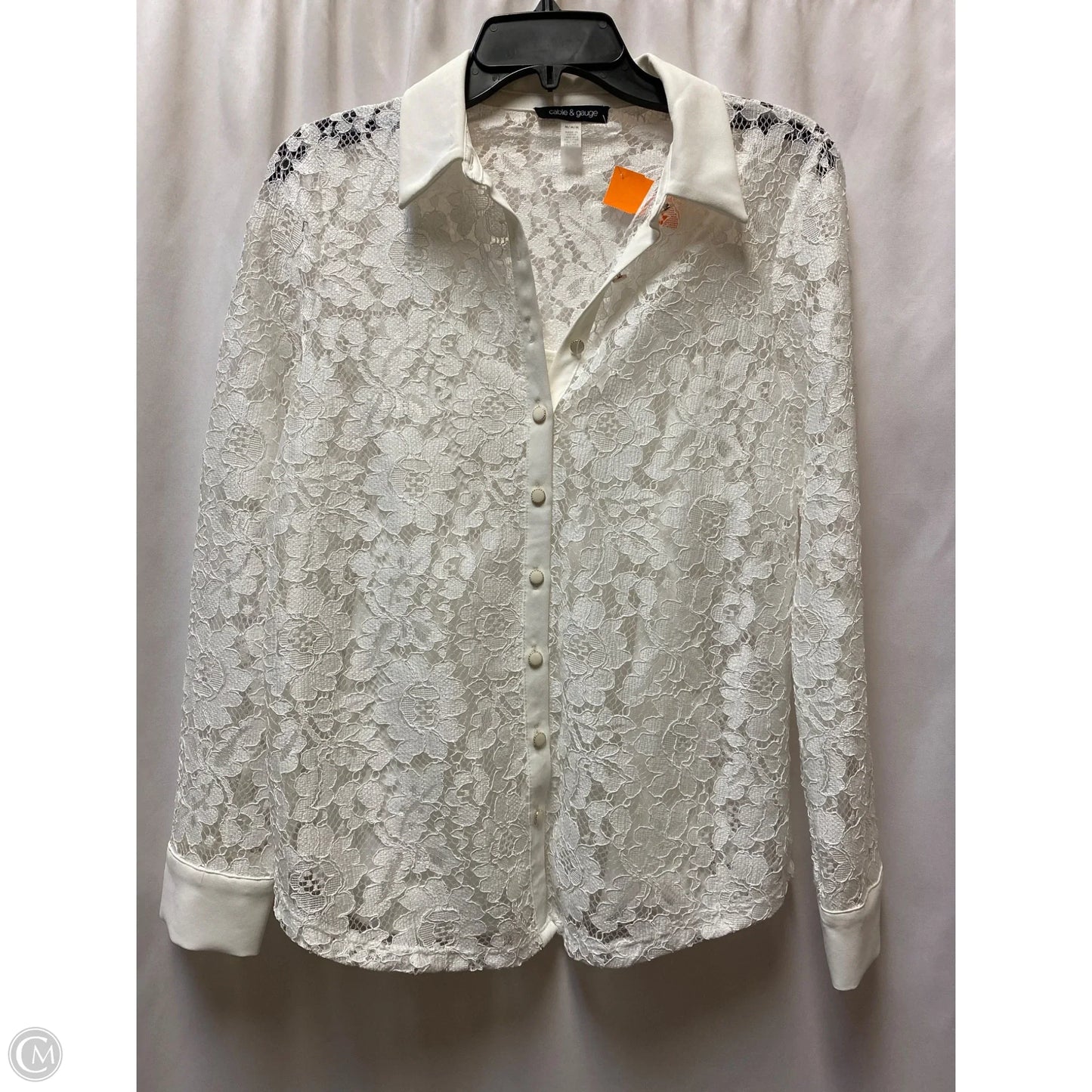 Top Long Sleeve By Cable And Gauge In White, Size: M