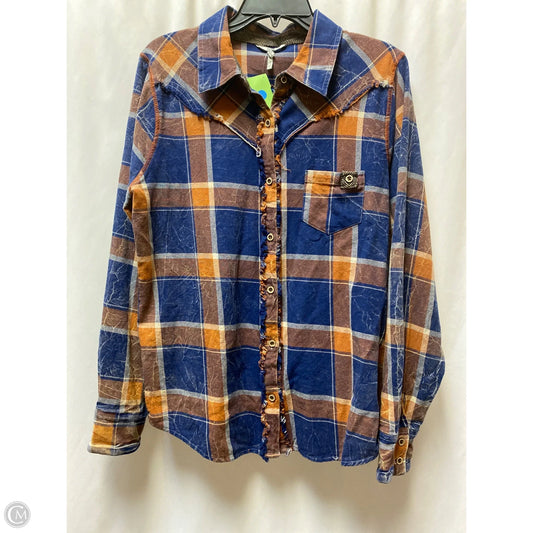 Top Long Sleeve By Bke In Navy, Size: L