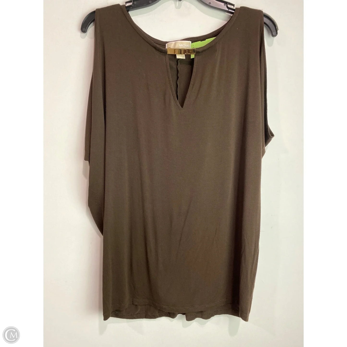 Top Short Sleeve Designer By Michael Kors In Brown, Size: L