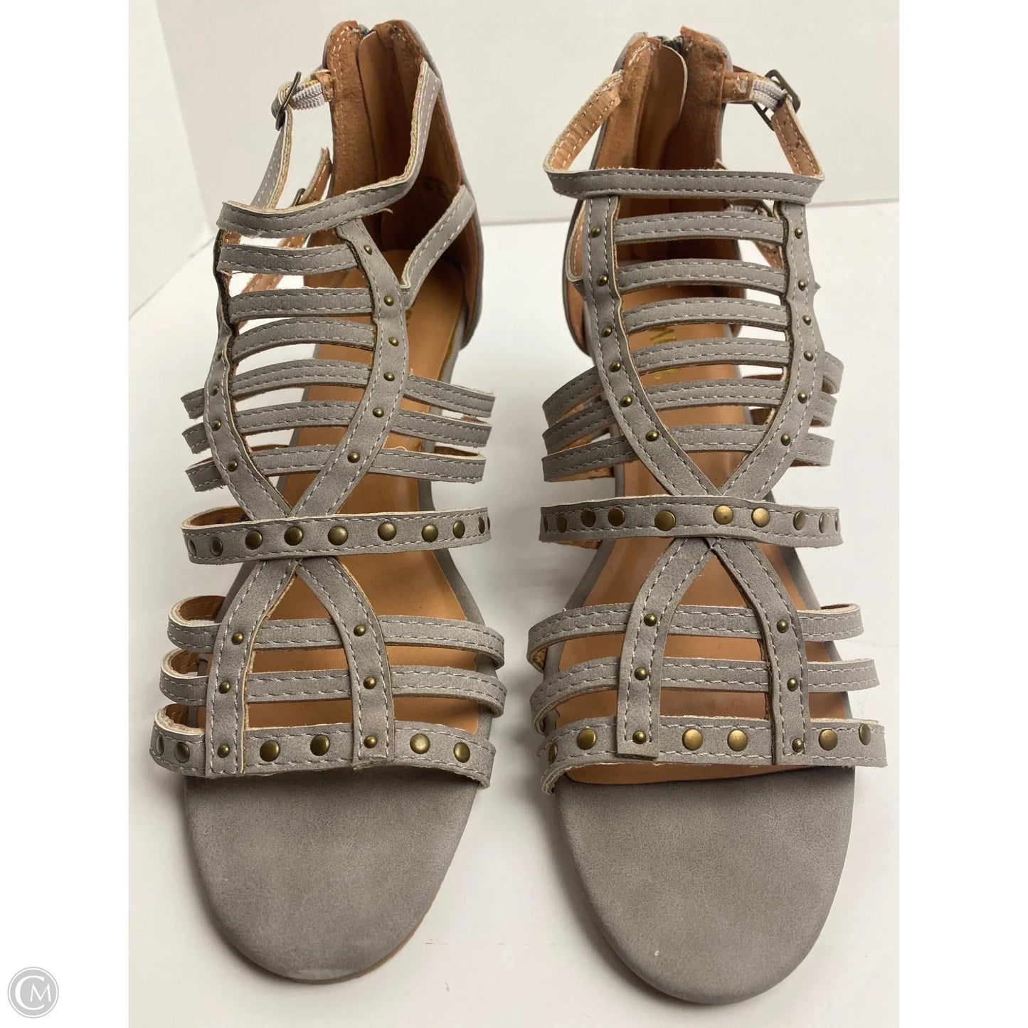 Sandals Heels Block By Bongo In Grey, Size: 6.5