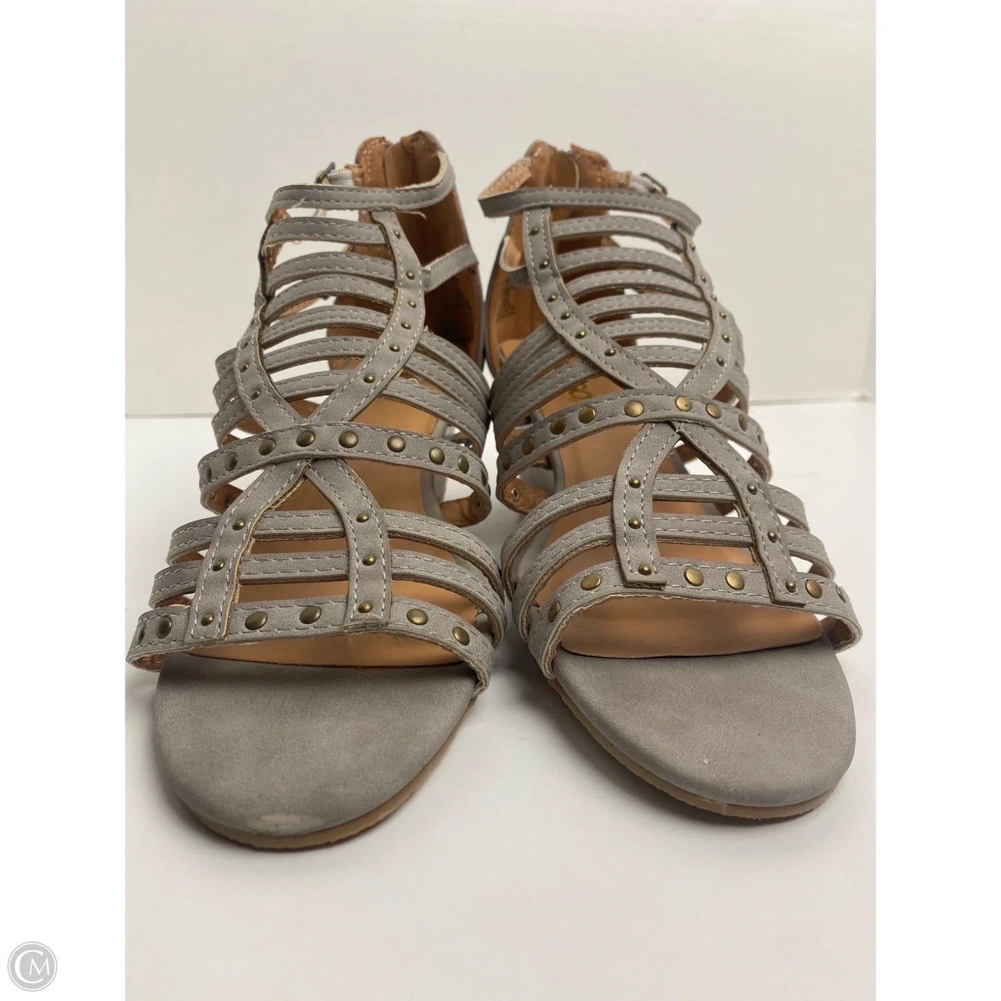 Sandals Heels Block By Bongo In Grey, Size: 6.5