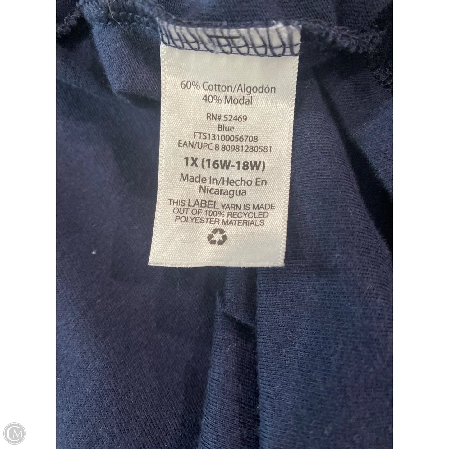 Top Short Sleeve By Terra & Sky In Navy, Size: 2x