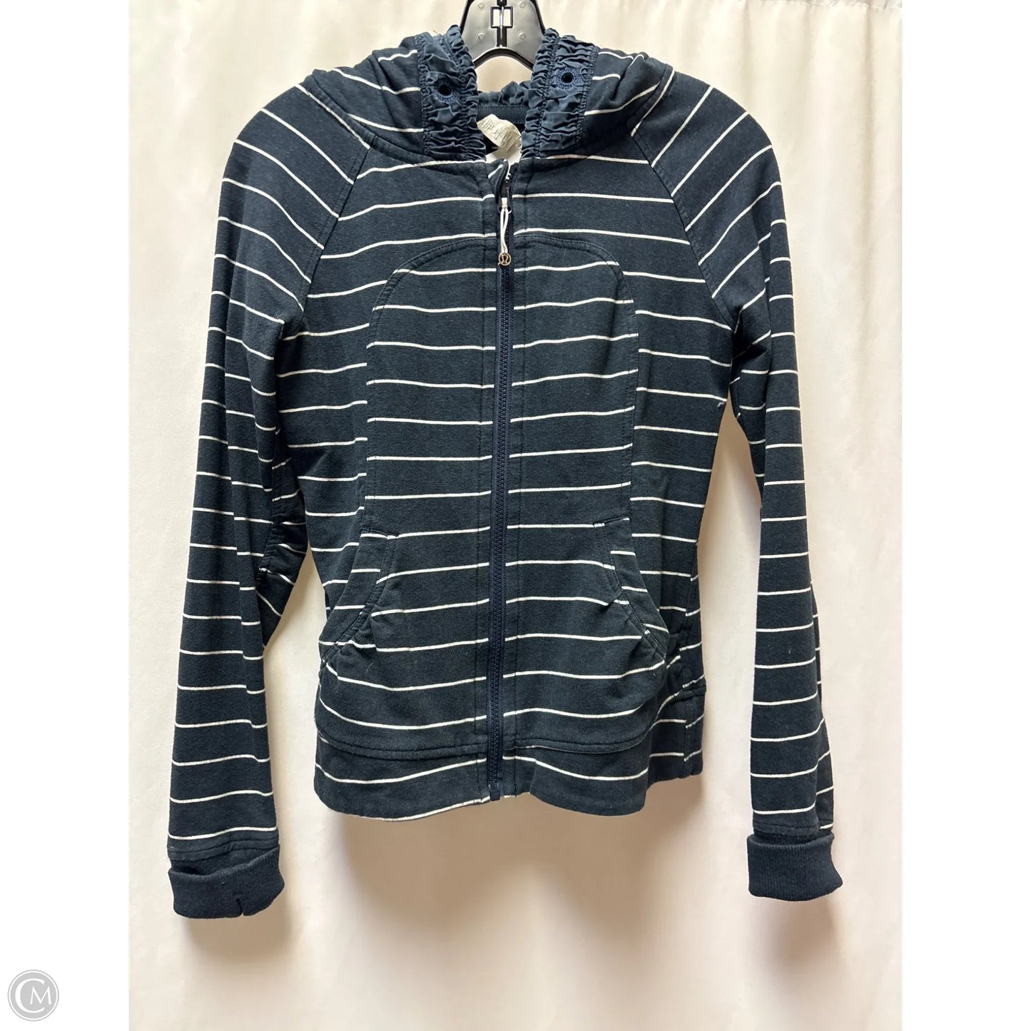 Athletic Top Long Sleeve Hoodie By Lululemon In Navy, Size: 4