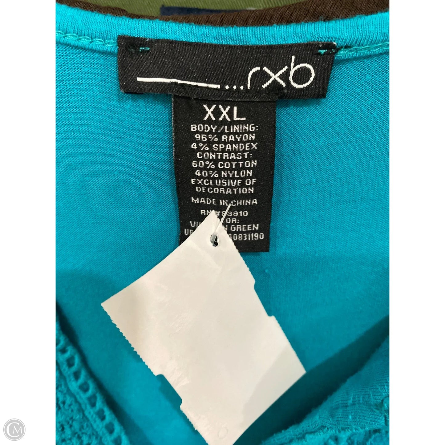 Top Long Sleeve By Rxb In Aqua, Size: Xxl